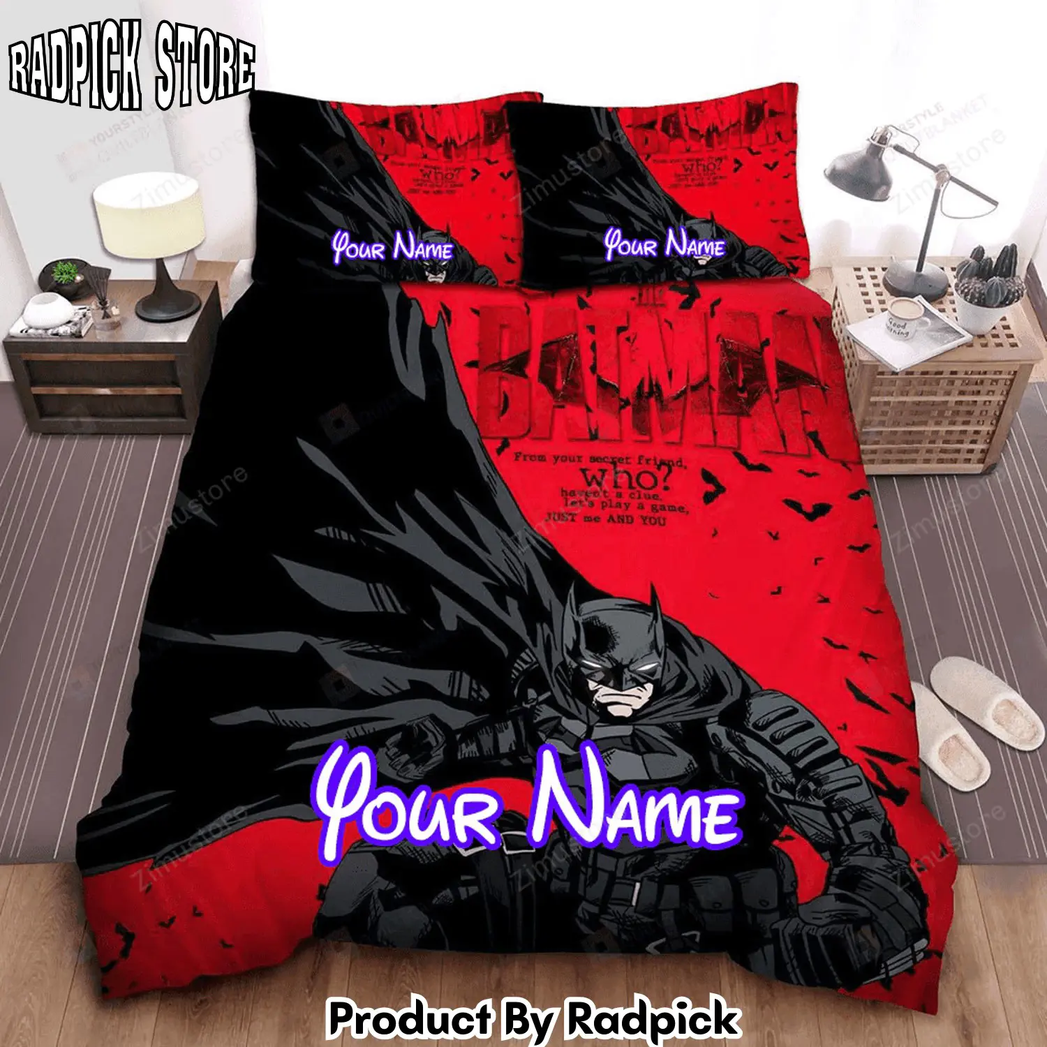 Radpick the batman movie poster in comic art bed sheets spread comforter duvet cover personalized name bedding sets rp3271403